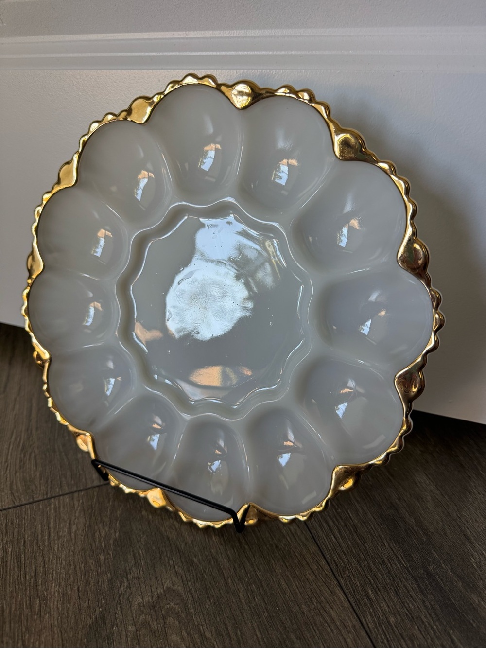 Vintage Anchor Hocking Fire-King Milk Glass Deviled Egg Platter 🥚✨